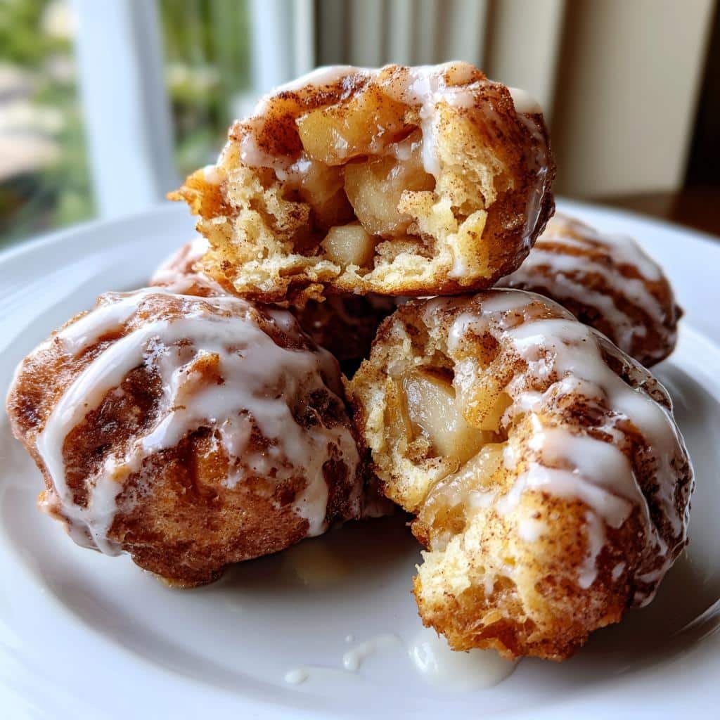 35-Minute Baked Apple Fritters with Heavenly Vanilla Glaze 3 baked apple fritters with vanilla glaze - detail 1