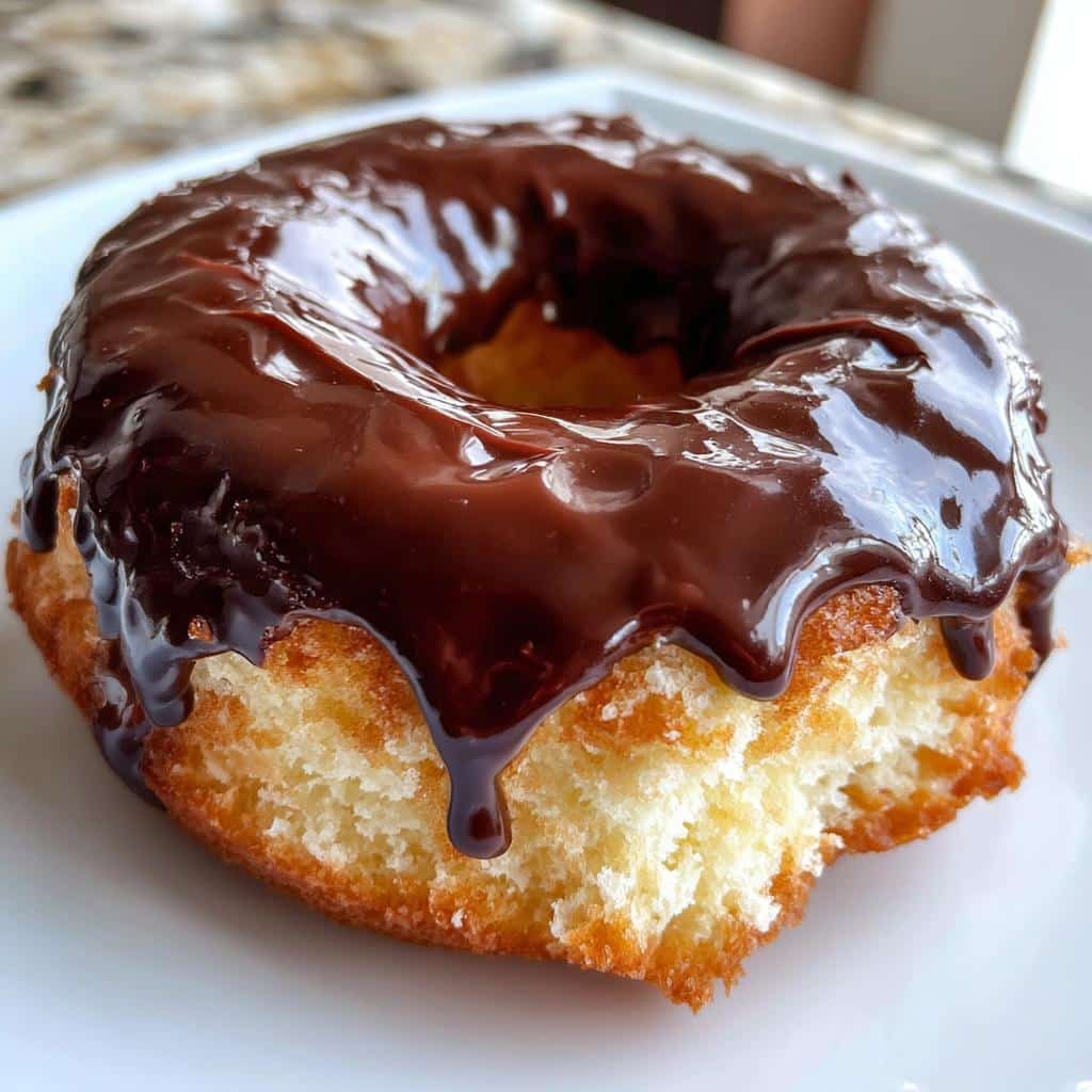 baked chocolate glazed donuts - detail 1