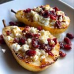 baked pears with feta honey and cranberries