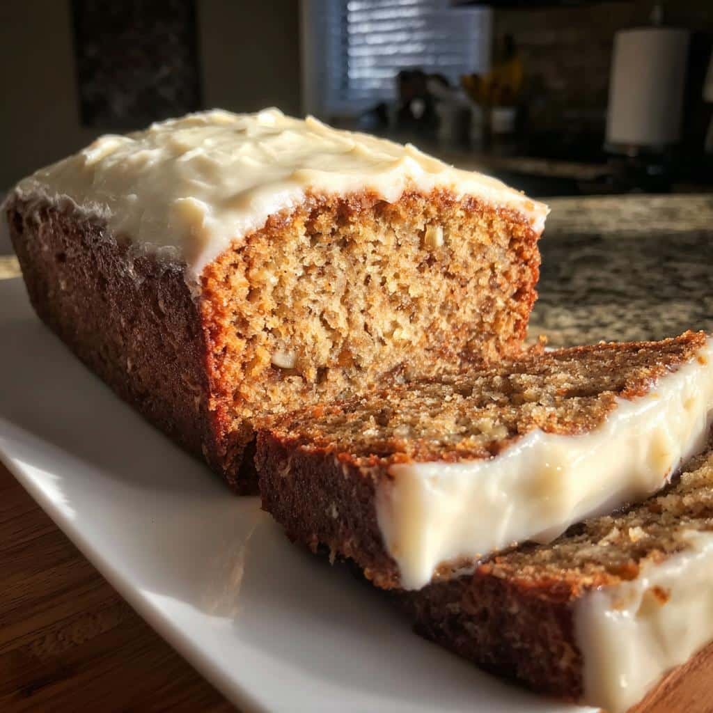 banana bread cake with cream cheese frosting - detail 1