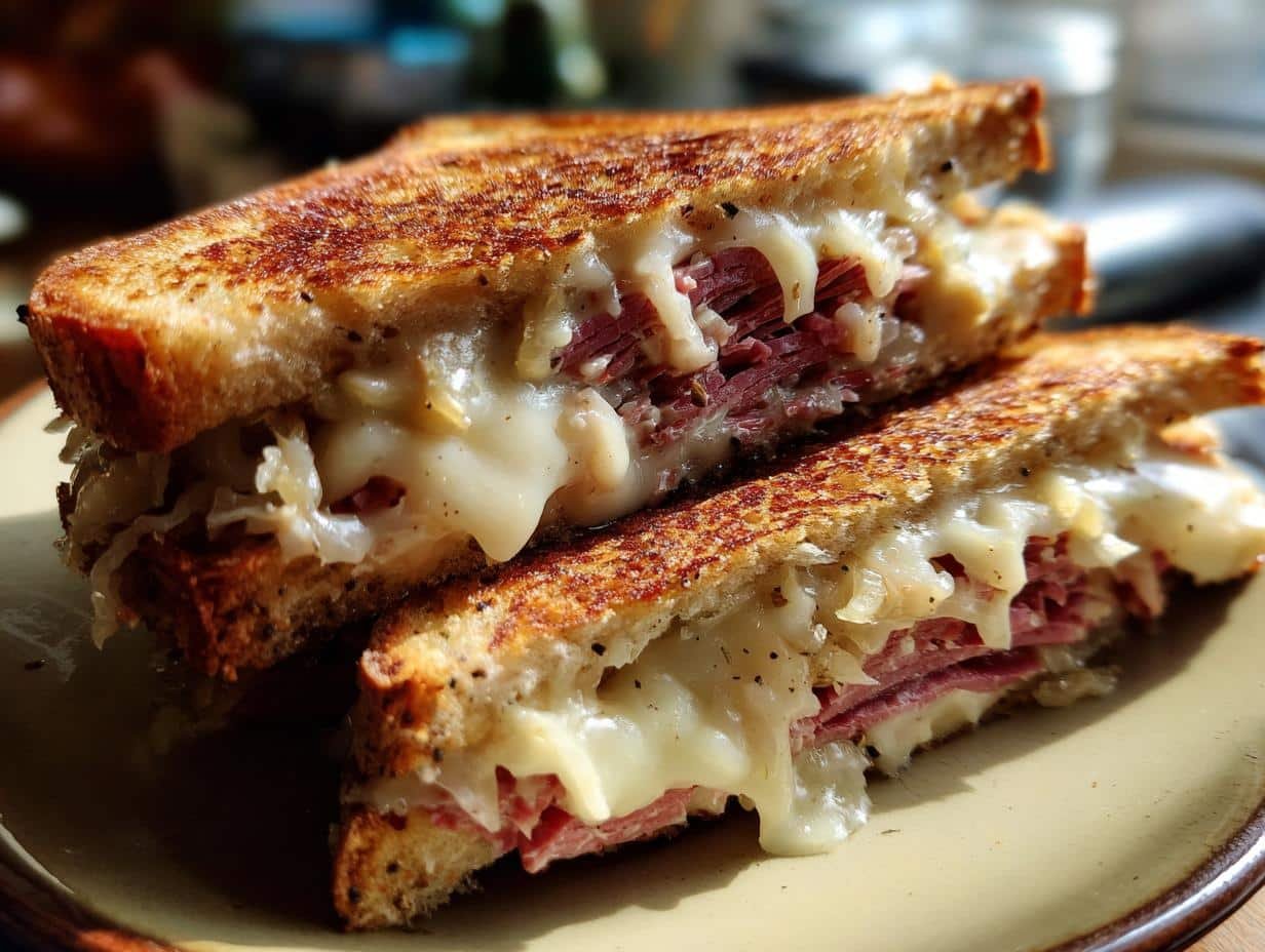 beef reuben sandwich with corned beef - detail 1