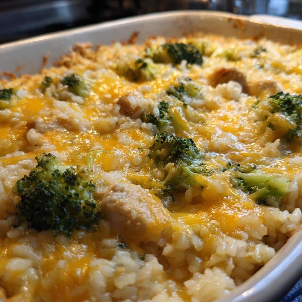 broccoli rice cheese and chicken casserole - detail 1