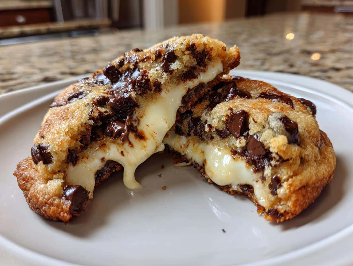 cheesecake stuffed chocolate chip cookies - detail 1