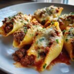 cheesy beef stuffed shells with creamy ricotta filling
