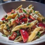 creamy strawberry feta pasta salad
