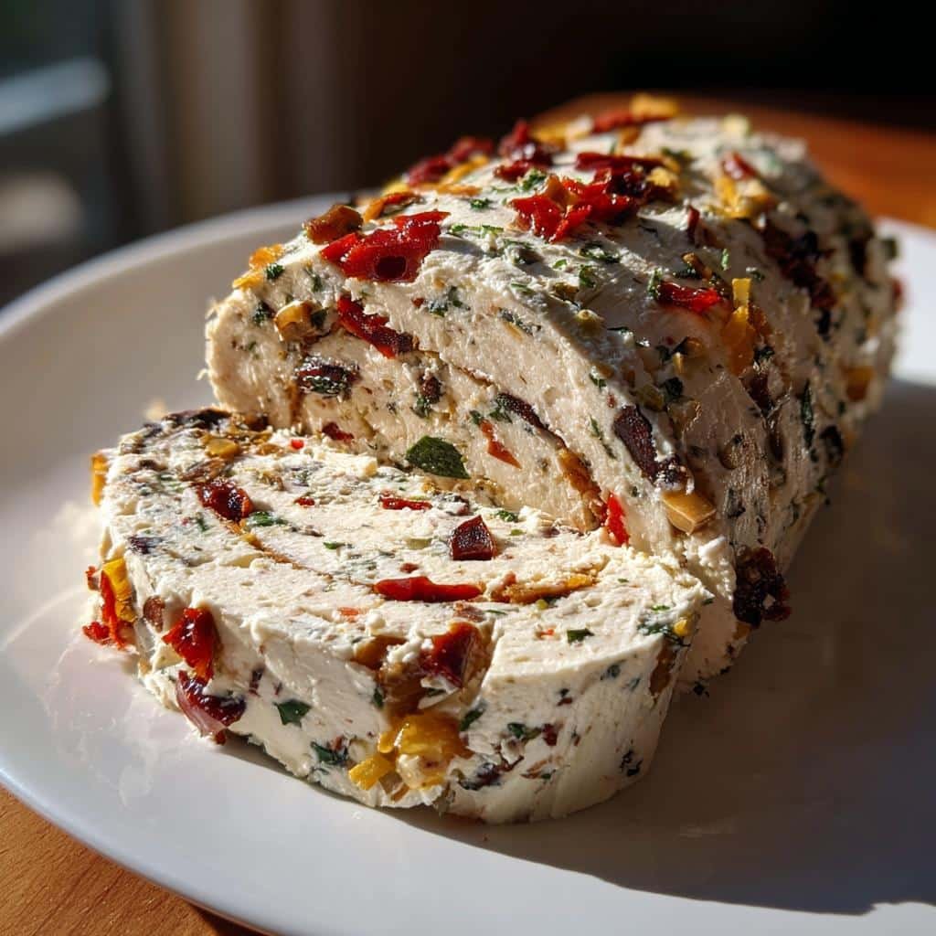 festive holiday antipasto cream cheese log - detail 1