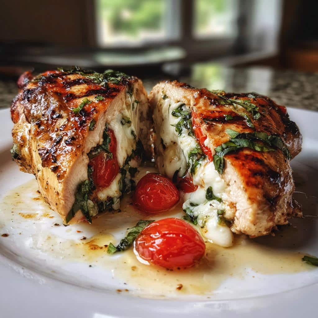 grilled caprese stuffed chicken - detail 1