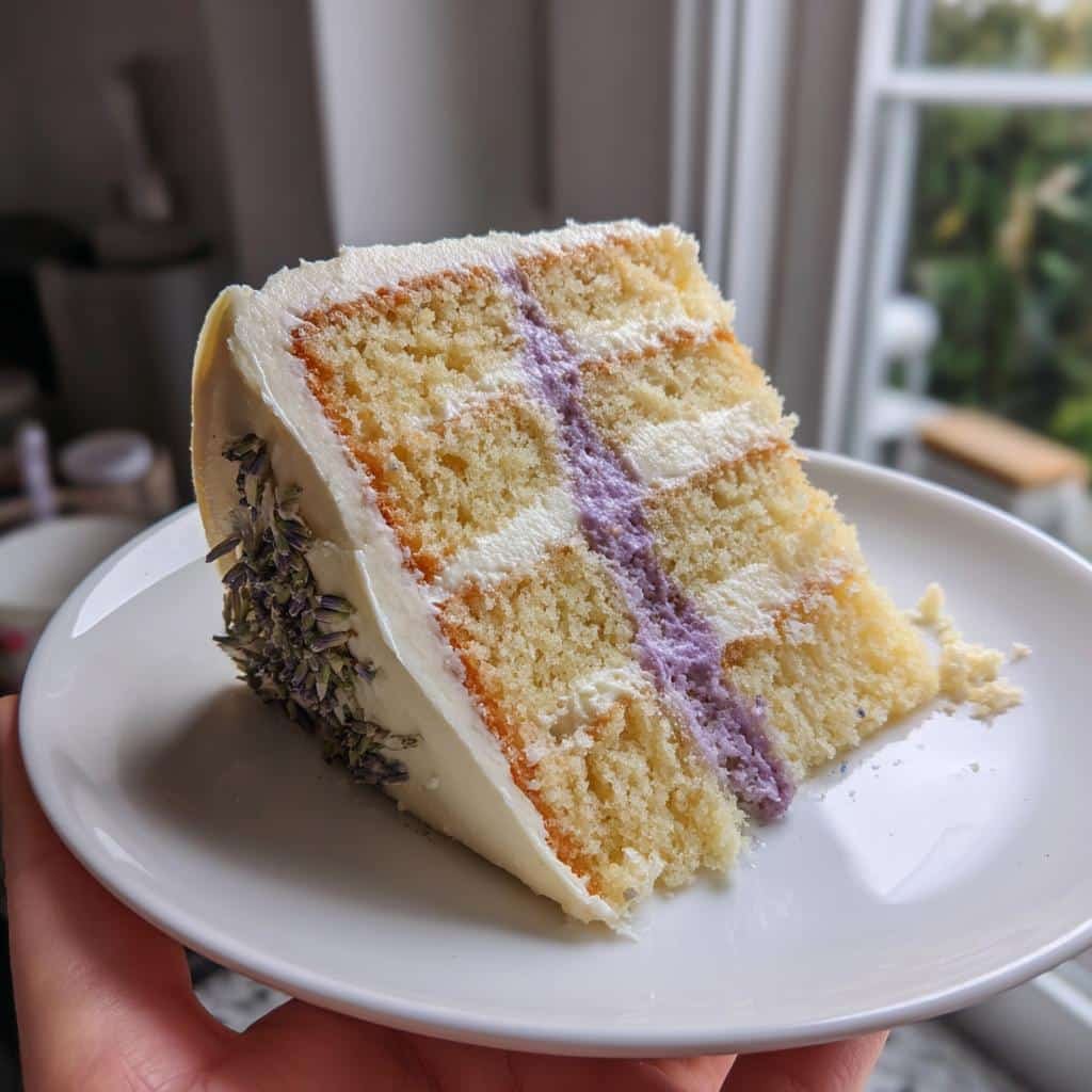 lavender lemon cream cake with white chocolate frosting - detail 1