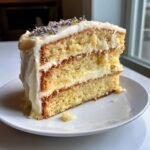 lavender lemon cream cake with white chocolate frosting