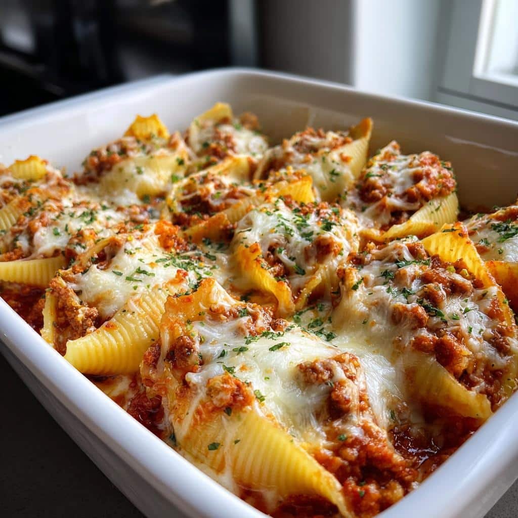 pasta shells with ground beef - detail 1