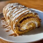 pumpkin caramel spice cake roll with cinnamon glaze
