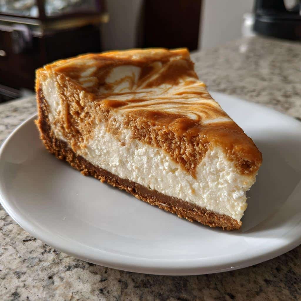 Creamy Pumpkin Caramel Swirl Cheesecake in 5 Easy Steps 3 pumpkin caramel swirl cheesecake - detail 1