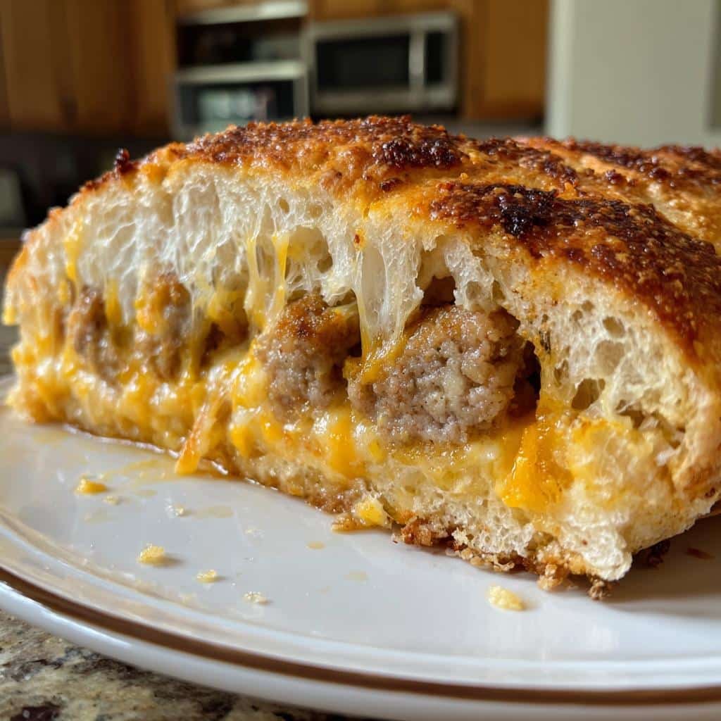 sausage and cheese bread - detail 1