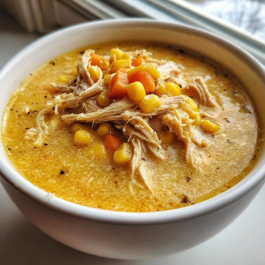 slow cooker creamy chicken corn soup - detail 1