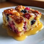 wild berry bread pudding with orange sauce