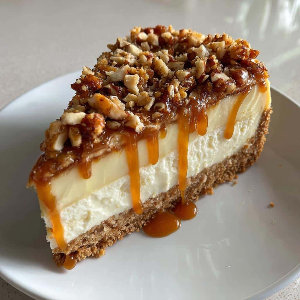 banana caramel nut cheesecake - detail 1