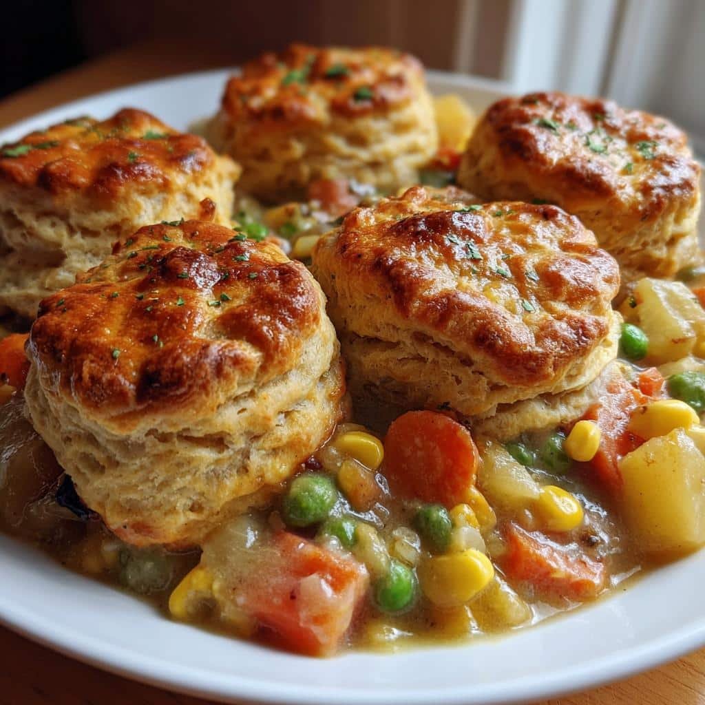 biscuit vegetable pot pie casserole - detail 1