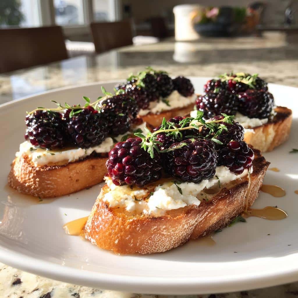 blackberry goat cheese crostini - detail 1