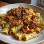 cajun chicken bites with creamy rigatoni