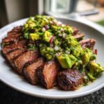 carne asada with avocado salsa verde