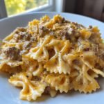 cheesy bowtie pasta with ground beef