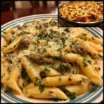cheesy penne with garlic butter ground beef