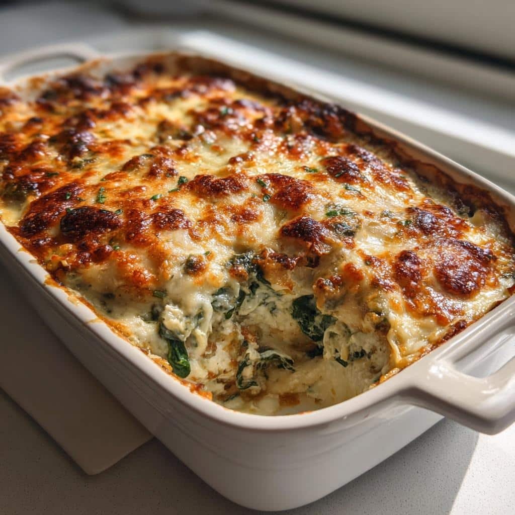 chicken and spinach casserole with cream cheese - detail 1