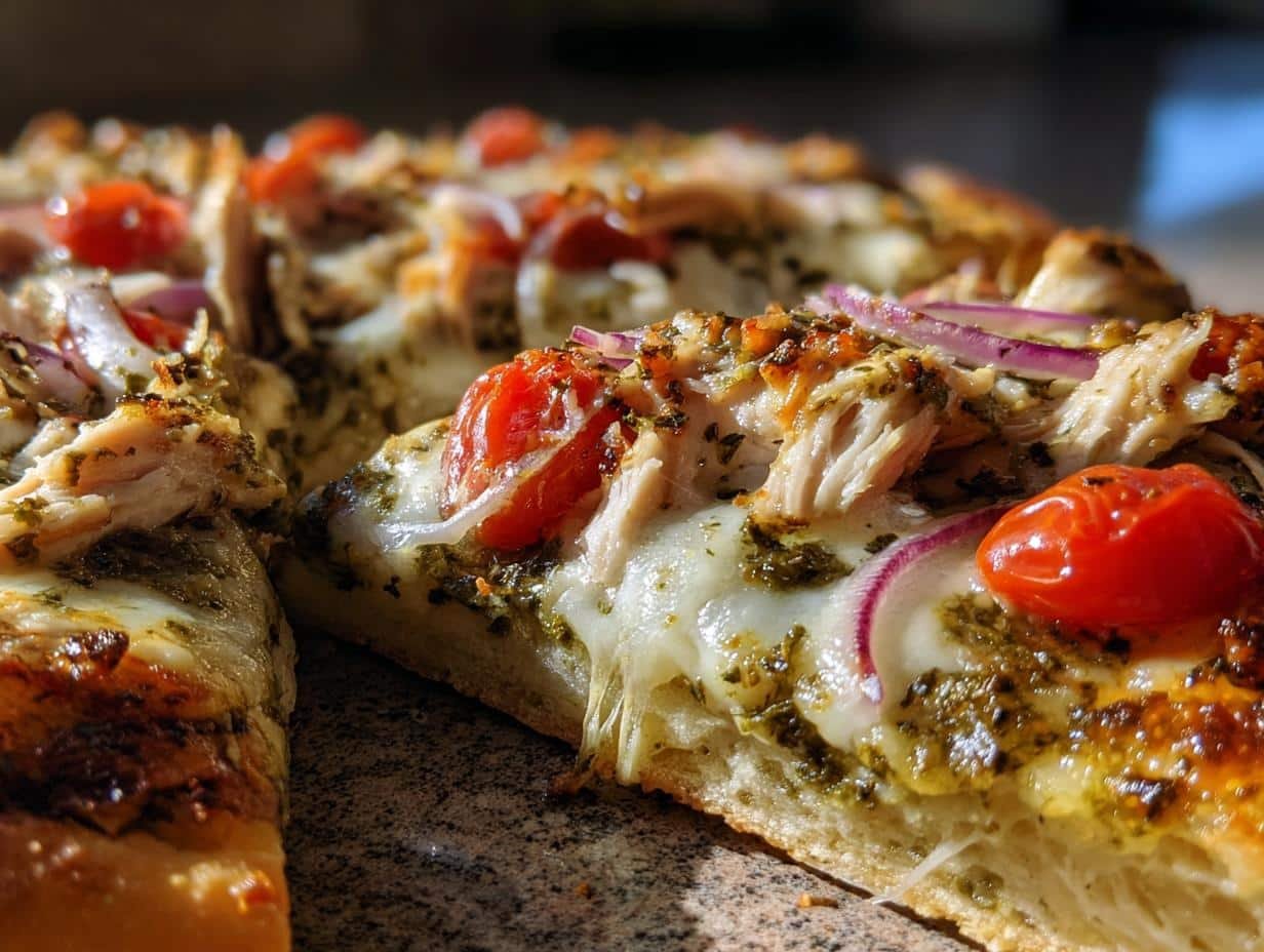 chicken pesto pizza - detail 1