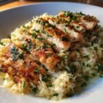 chicken scampi with garlic parmesan rice