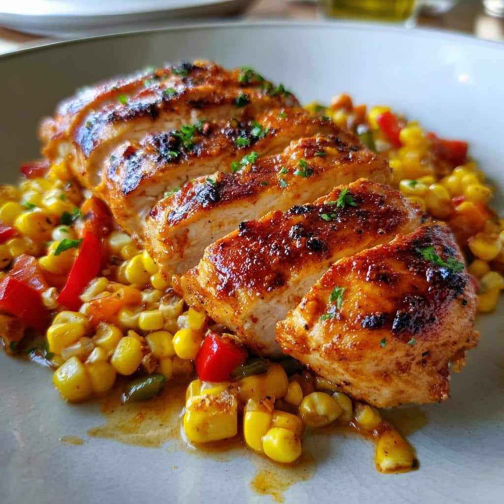 chipotle lime chicken with corn peppers - detail 1