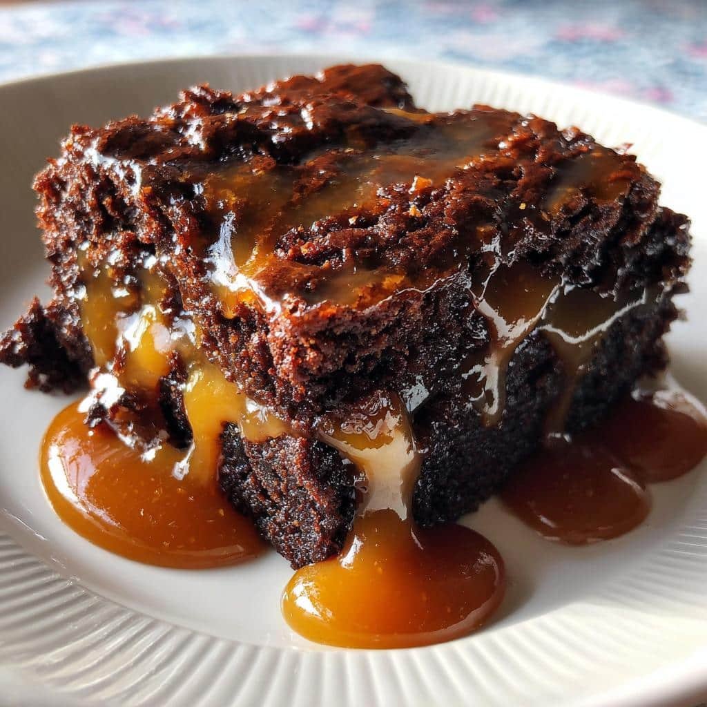 chocolate caramel dump cake - detail 1