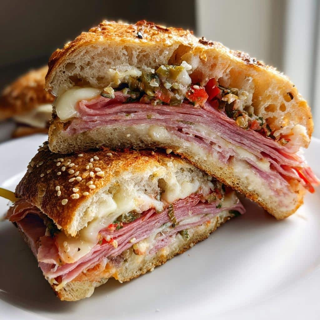 classic italian muffuletta sandwich - detail 1