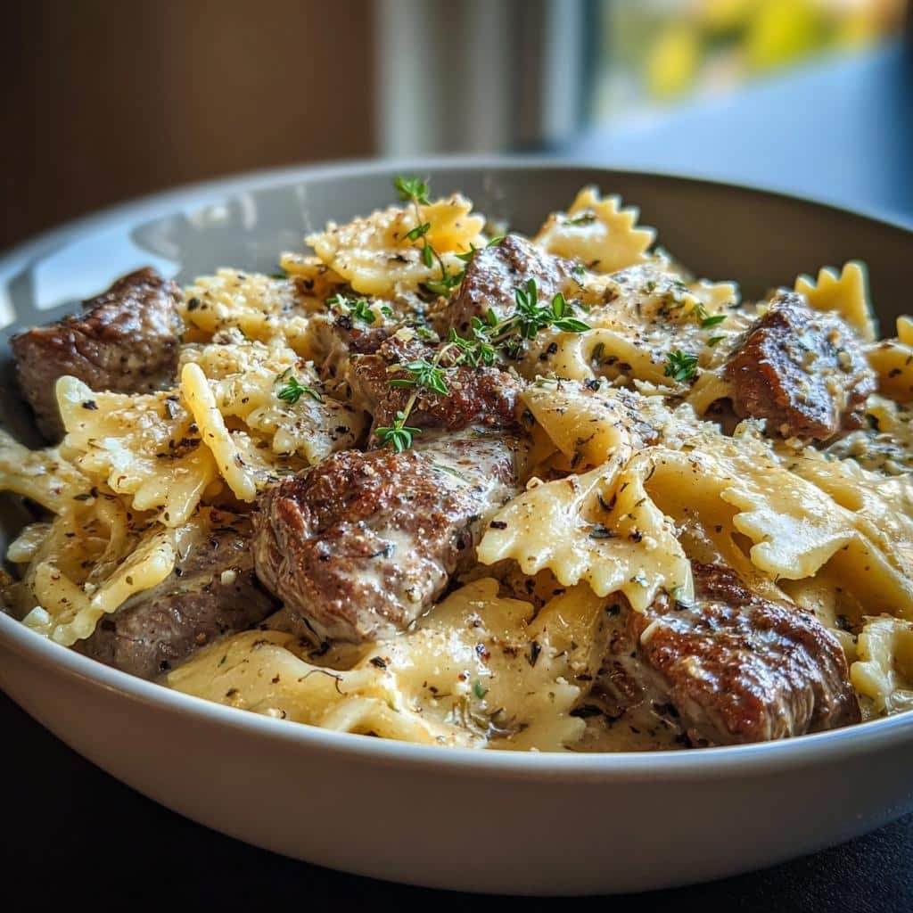 Irresistible Creamy Beef and Bowtie Pasta in 30 Minutes 3 creamy beef and bowtie pasta - detail 1