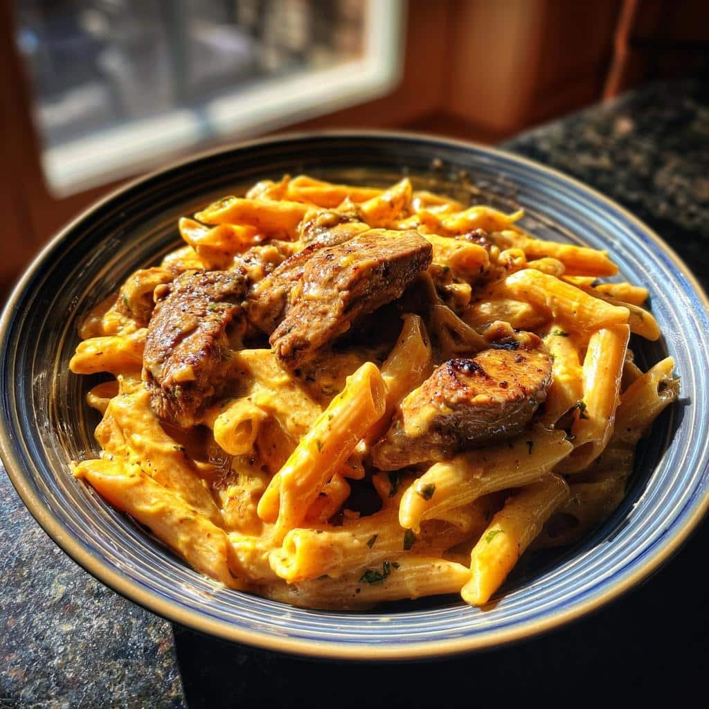 Creamy Cajun Steak Cheddar Penne Skillet Will Blow Your Mind 3 creamy cajun steak cheddar penne skillet - detail 1