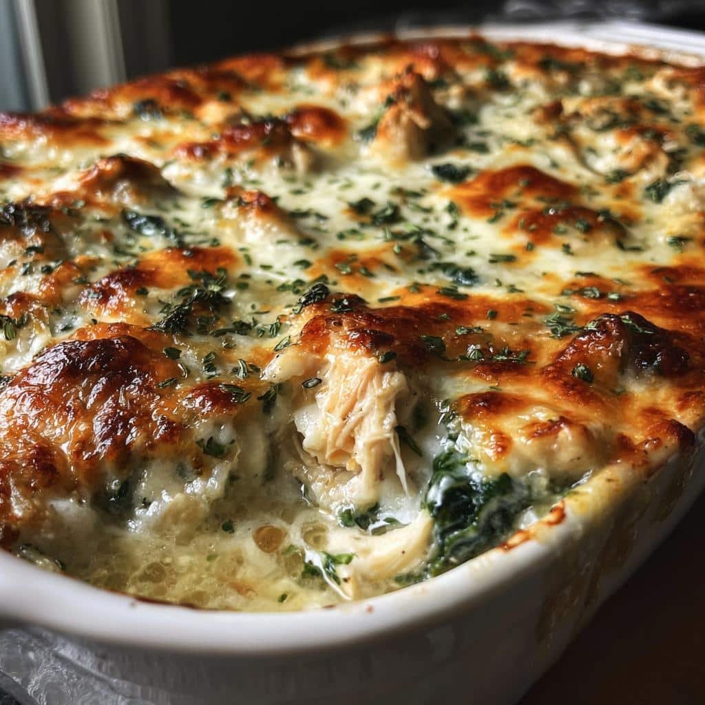 creamy chicken and spinach casserole - detail 1