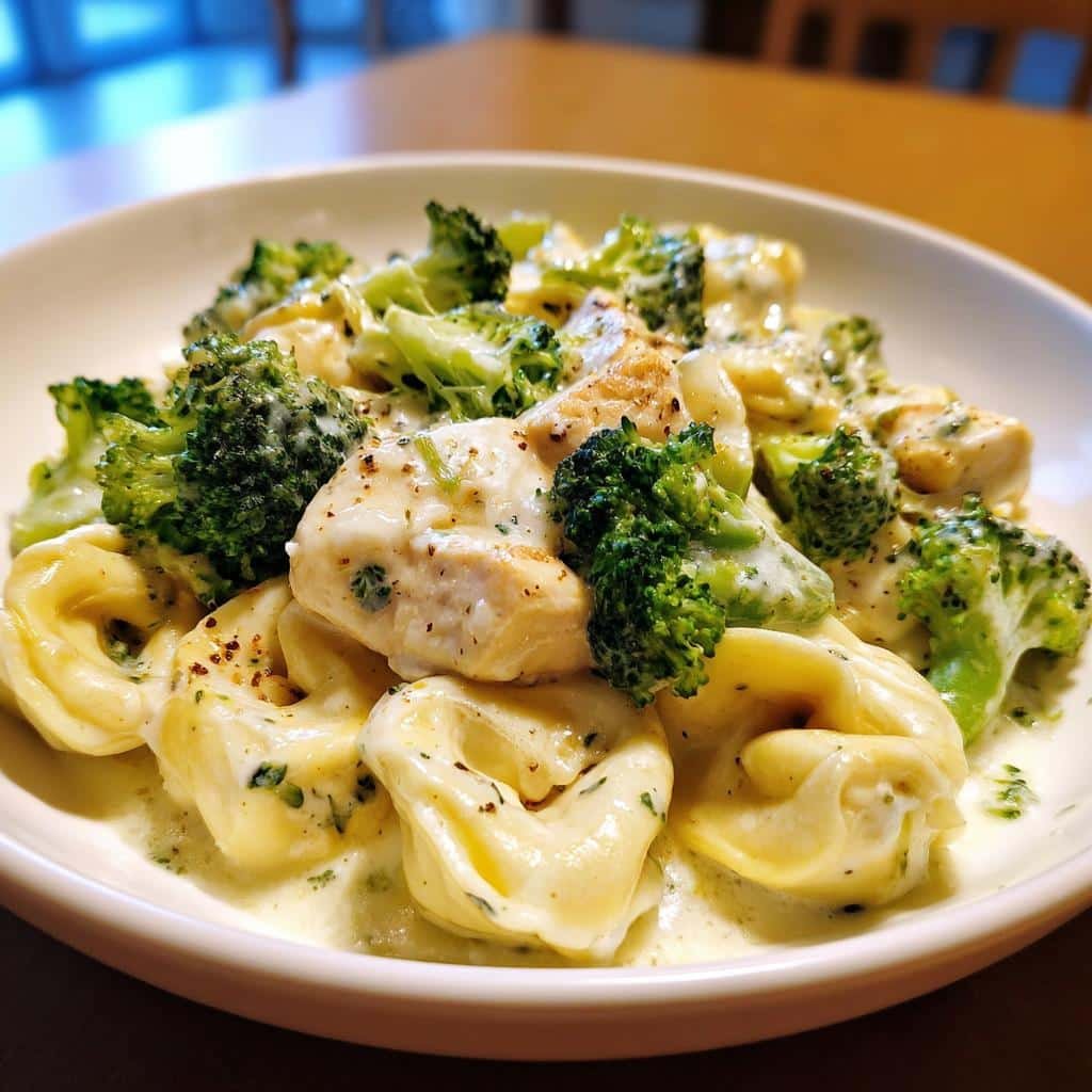 30-Minute Creamy Garlic Parmesan Tortellini Must-Try Bliss 3 creamy garlic parmesan tortellini with chicken and broccoli - detail 1