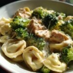creamy garlic parmesan tortellini with chicken and broccoli
