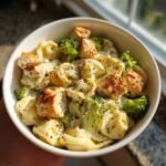 creamy garlic parmesan tortellini with chicken and broccoli