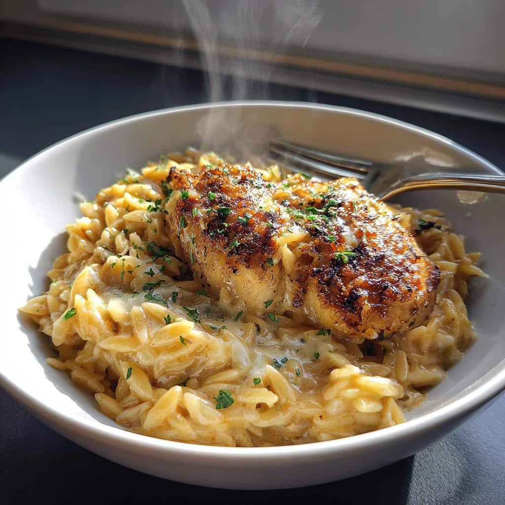 30-Minute Creamy Parmesan Chicken and Orzo Bliss 3 creamy parmesan chicken and orzo - detail 1