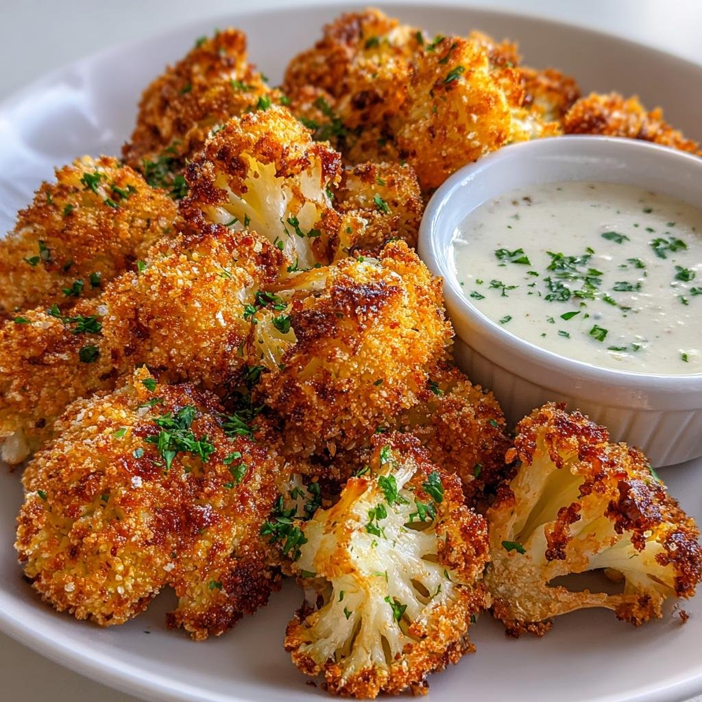 crispy baked cauliflower bites with garlic sauce - detail 1