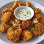 crispy baked cauliflower bites with garlic sauce