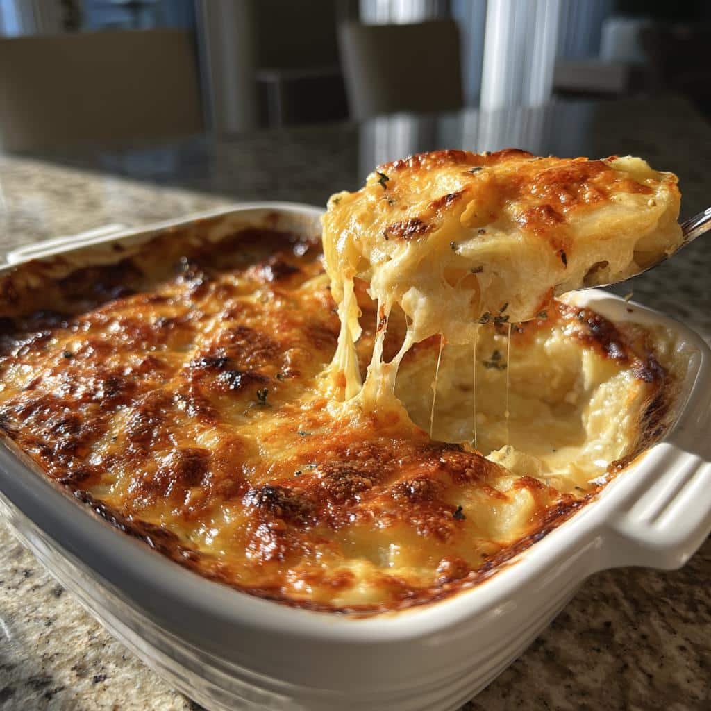 Dad's Creamy Cheesy Au Gratin Potatoes (So Delicious) 3 dads creamy cheesy au gratin potatoes - detail 1