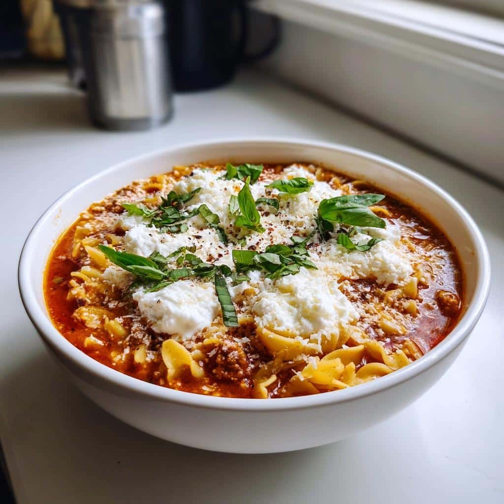 easy lasagna soup - detail 1