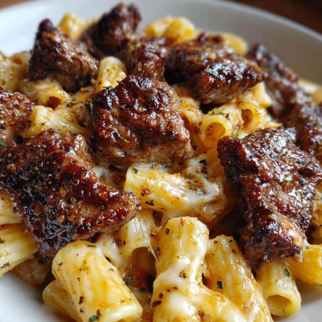 Garlic Butter Steak Tips with Cheesy Rigatoni in 30 Minutes 3 garlic butter steak tips with cheesy rigatoni - detail 1