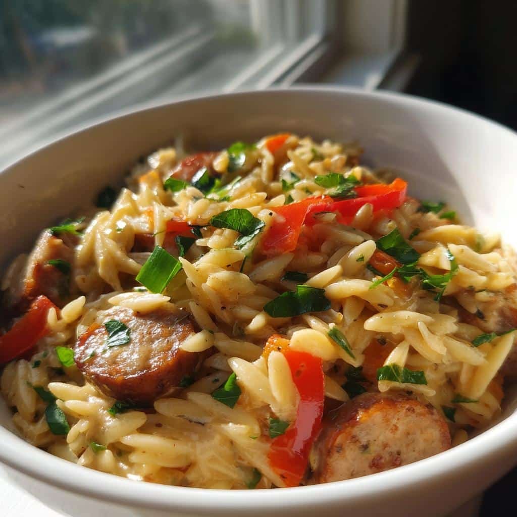 Irresistible Creamy Chicken Sausage Orzo Skillet in 30 Minutes Flat 3 irresistible creamy chicken sausage orzo skillet - detail 1