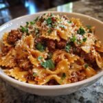 italian sausage with bow tie pasta
