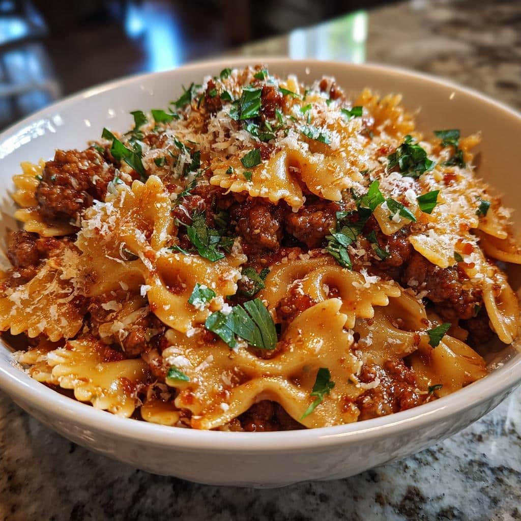 italian sausage with bow tie pasta