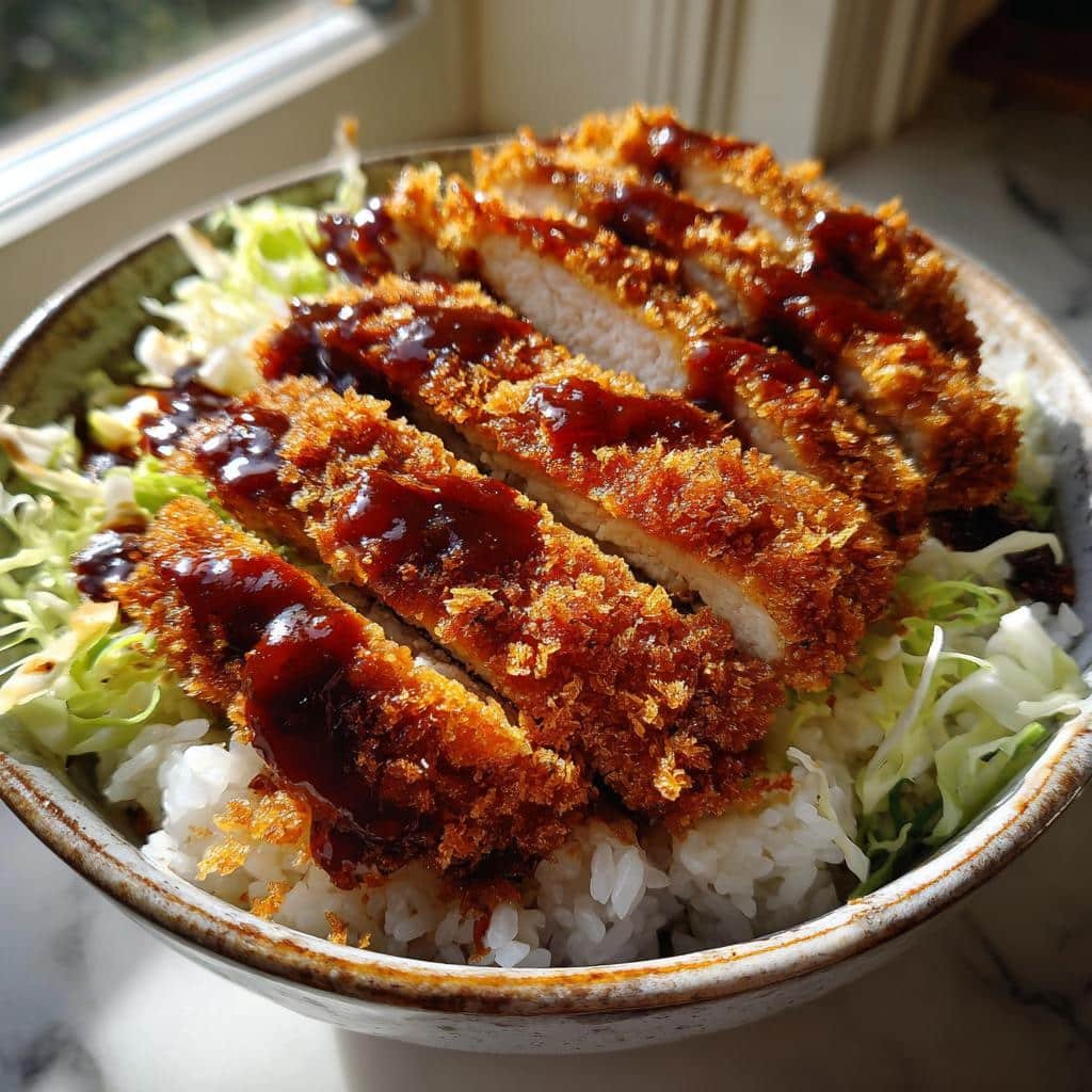japanese katsu bowls with tonkatsu sauce - detail 1