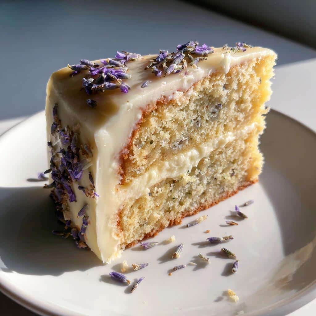 lavender lemon cream cake with white chocolate frosting - detail 1