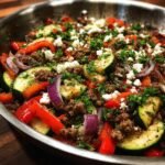 mediterranean ground beef and veggie stir fry